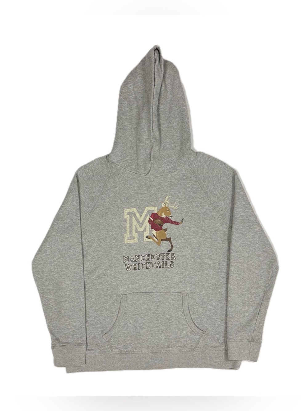 LL Bean Grey Manchester Whitetails Reindeer Football Graphic Hoodie Women XL 18